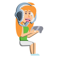 cartoon girl and headset