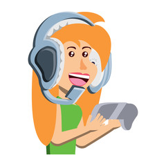 cartoon girl and headset