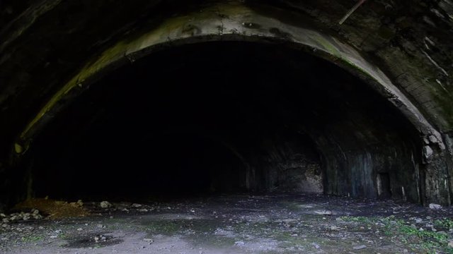 Abandoned Underground Airport Air Base Zeljava. Underground Military Airbase.  Yugoslavia's largest and secret underground airport in ruins. Landing strip, Runway and bunker entrance