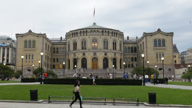 Shot of the Parliament (Stortinget) in Oslo, Norway