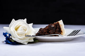 wedding cake and button hole