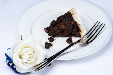 wedding cake and button hole