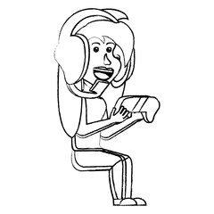 cartoon girl and headset