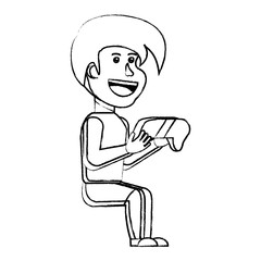 cartoon kid with videogames design