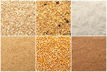 Zelfklevend Fotobehang Set with different cereals as background © New Africa