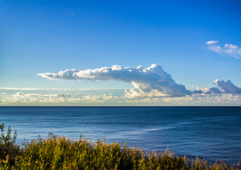black sea and clouds on a beautiful morning