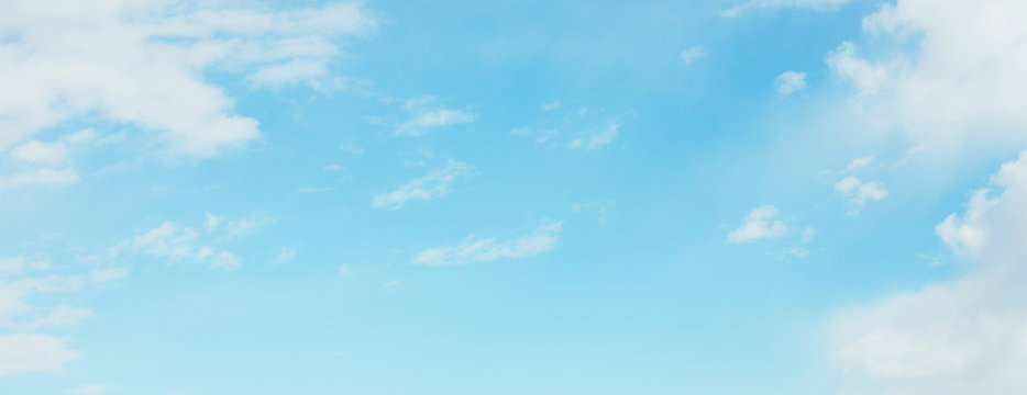 Wide Angle Blue sky Wallpaper with soft white clouds