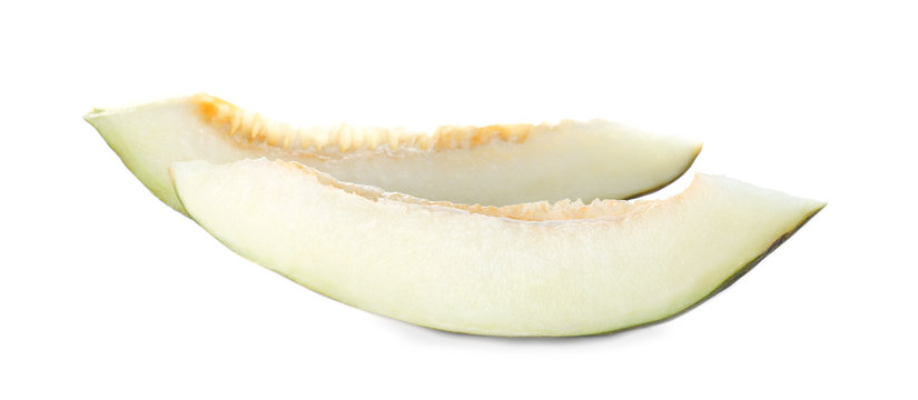 Sliced sweet fresh melon isolated on white