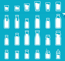 Milk bottle and glass mix. Milk volume icon suitable for the drink of each person beside the product design (For example, Print a white this icon on bottle.).