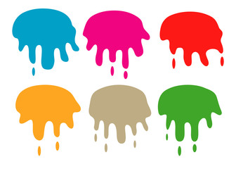 set of various color paint liquid blood drip splash vector element