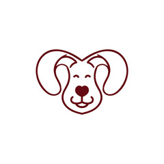 Happy Dog Love Shape Head