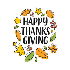 Obraz premium Happy Thanksgiving day typography.