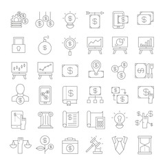 finance and investment icons, outline icons