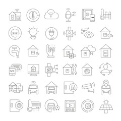smart home icons, outline icons