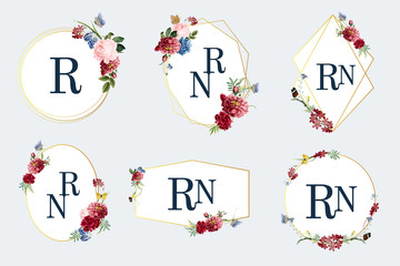 Set of floral frame illustrations