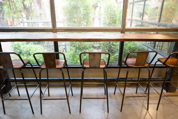 Bar counter and chair in cafe