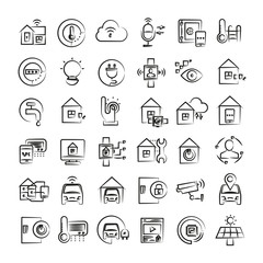 smart home icons, hand drawn icons