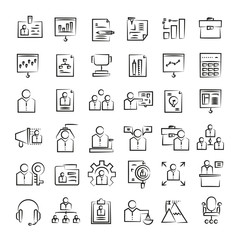 office and business icons, hand drawn icons