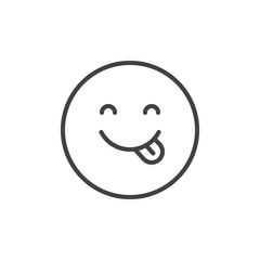 Emoticon showing tongue outline icon. linear style sign for mobile concept and web design. Happy smiley face emoji simple line vector icon. Symbol, logo illustration. Pixel perfect vector graphics