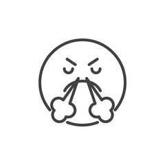 Angry Smile of Emoticon with Steam from Nose outline icon. linear style sign for mobile concept and web design. simple line vector icon. Symbol, logo illustration. Pixel perfect vector graphics