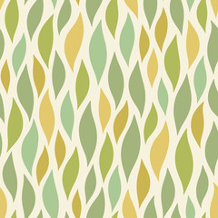 Seamless vector floral pattern with abstract leaves painted random in pastel green colors on white background
