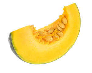 Slice of ripe pumpkin, isolated on white background