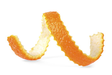 Orange peel against white background