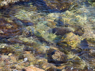 Fototapeta na wymiar Clear blue sea ocean water over rocks