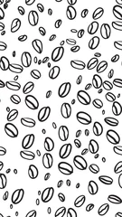 Tapeten Kaffee Vektor-Illustration von Kaffeebohnen-Muster einschließlich nahtlos auf weißem Hintergrund. Skizze von Kaffeebohnen. Handgezeichneter Kaffeebohnenvektor.