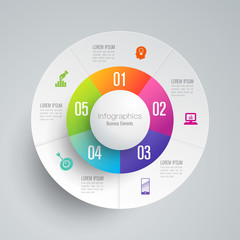 Infographics design vector and business icons with 5 options.
