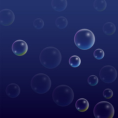 ubble with Hologram Reflection. Set of Realistic Water or Soap Bubbles for Your Design.