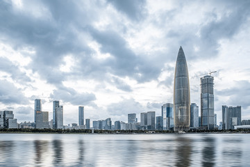 Naklejka premium Shenzhen Bay Houhai CBD Skyline