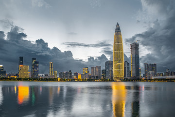 Obraz premium Shenzhen Bay Houhai CBD night skyline