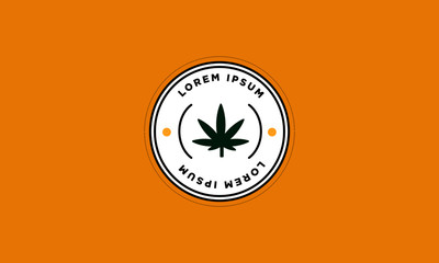 Badge Flat Style Design with Marijuana Leaf