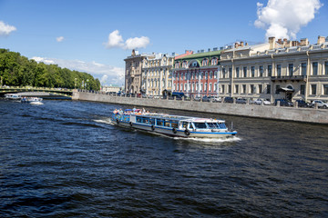 Fototapeta na wymiar View of the Fontanka River Embankment in St. Petersburg