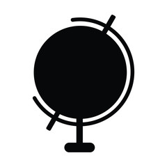 A black and white silhouette of a globe