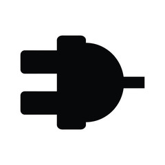A black and white silhouette of an electric plug