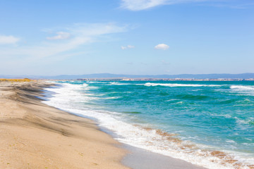 Obraz premium Beautiful beach and incredible sea in Pomorie, Bulgaria.