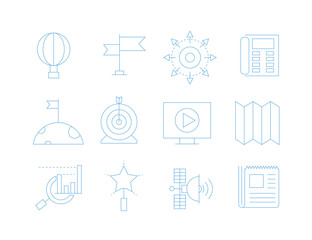 marketing and advertising icons line design