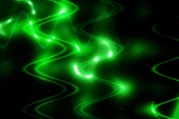 Flux effect waves. Bright neon glowing dynamic lines pattern. Modern technology abstract raster illustration 