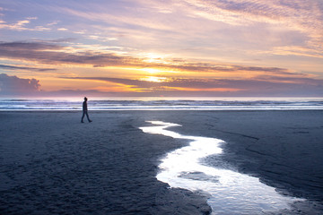 Sunset at a Coastal Ocean Beach