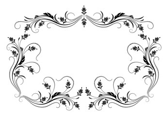 Decorative vintage frame with floral ornament in retro style isolated on white