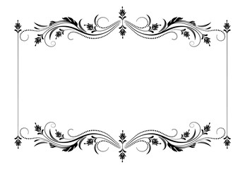 Decorative vintage frame with floral ornament in retro style isolated on white