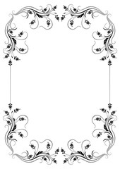Decorative vintage frame with floral ornament in retro style isolated on white