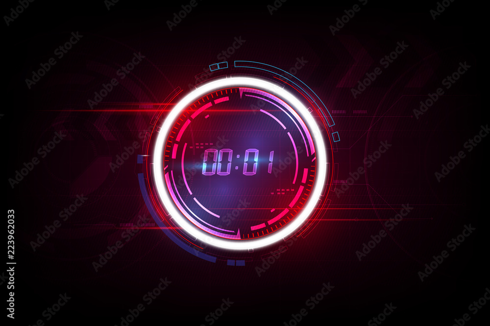 Poster abstract futuristic technology background with digital number timer concept and countdown, vector tr