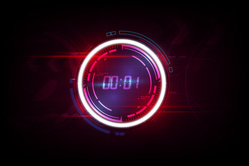 Abstract Futuristic Technology Background with Digital number timer concept and countdown, vector transparent