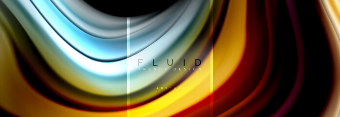 Fluid colors abstract background colorful poster, twisted liquid design on black, colorful marble or plastic wave texture backdrop, multicolored template for business or technology presentation or web