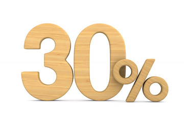 thrity percent on white background. Isolated 3D illustration