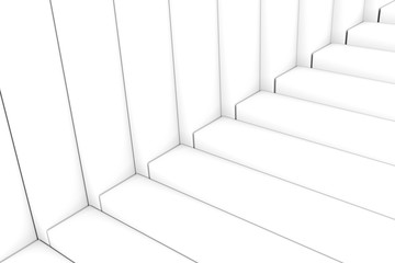 Black and white abstract background stairs box 3d illustration