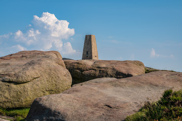 Stones on top of Stanage Edge near Hathersage in the East Midlands, Peak District, Derbyshire, England, UK